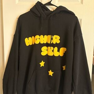 Black Hoodie with Yellow 'Higher Self' Print